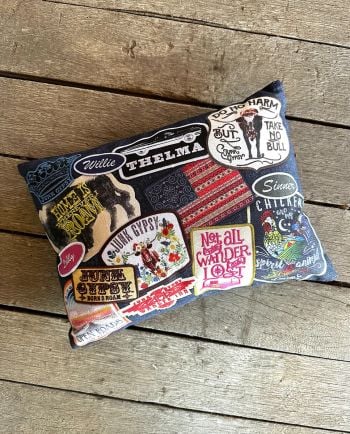 denim patch pillow