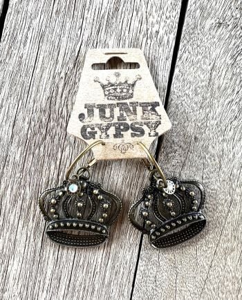 bronze crown ab charm earring