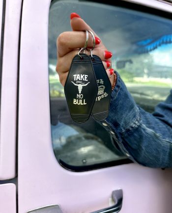 take no bull black hotel keyring