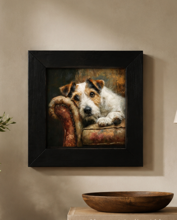 armchair jack russell framed art
