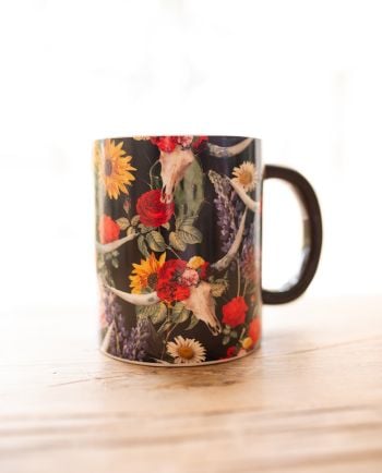 jg legend black floral ceramic mug