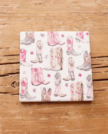 cowgirl club pink coaster