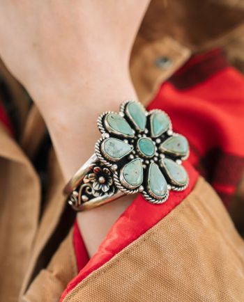 large turquoise flower cuff