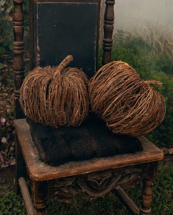 11.5" lighted rattan pumpkin