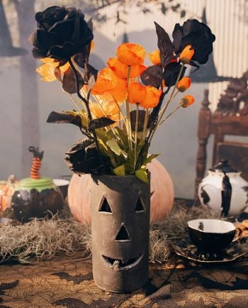 tall black clay jack-o-lantern