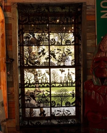 spooky hollow lace curtain panel