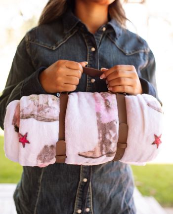 cowgirl club pink plush throw