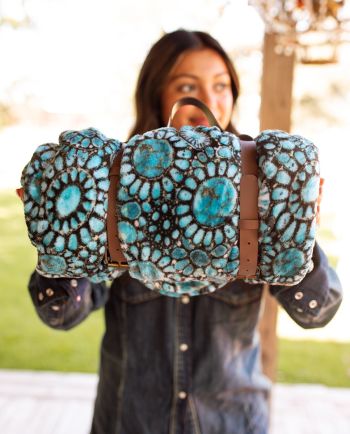 turquoise gem medallion plush throw