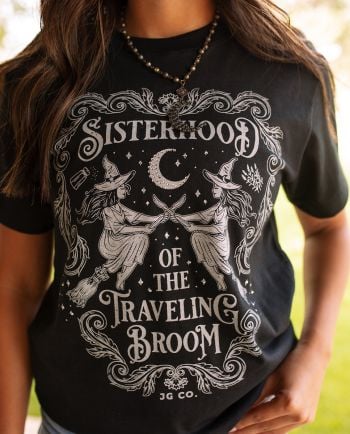 sisterhood of the traveling broom rhinestone tee