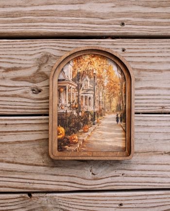 halloween street framed art