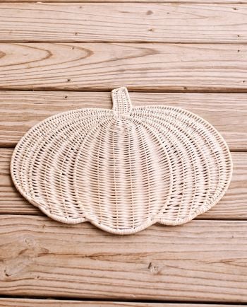 white wicker rattan pumpkin placemat