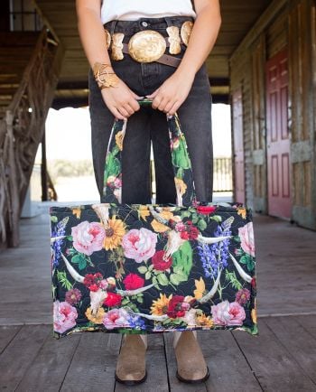 jg legend floral black tote bag