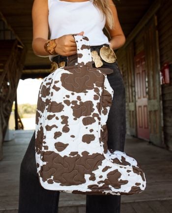 jg dark brown cowhide boot bag