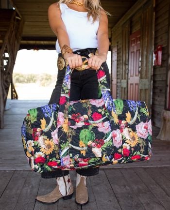 jg legend floral black duffle bag