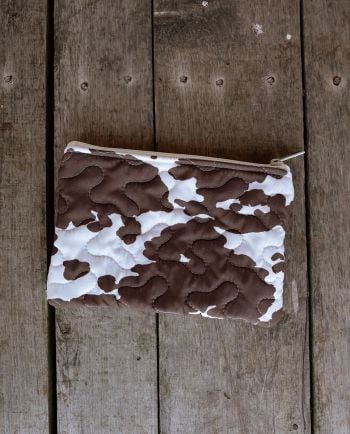 jg dark brown cowhide small makeup mag