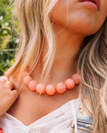 ink + alloy iris large coral necklace