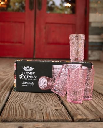 junk gypsy 4 pink crystal shot glass set