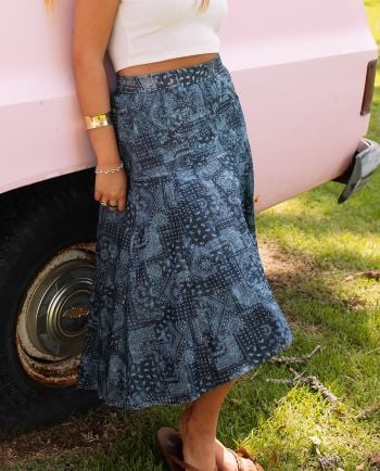 RODEO QUINCY X JUNK GYPSY DENIM BANDANA ROSE SKIRT