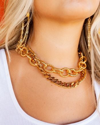 Brenda grands 18 Gold Twisted Chain Link Statement Necklace