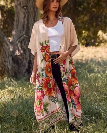 giant floral border kimono