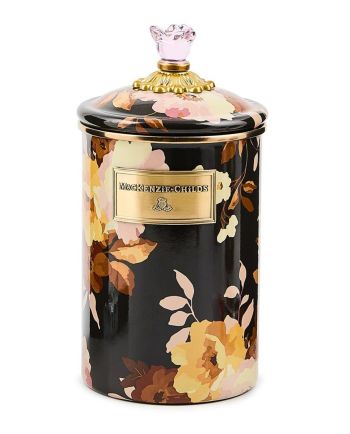 MacKenzie-Childs wild rose brown large canister