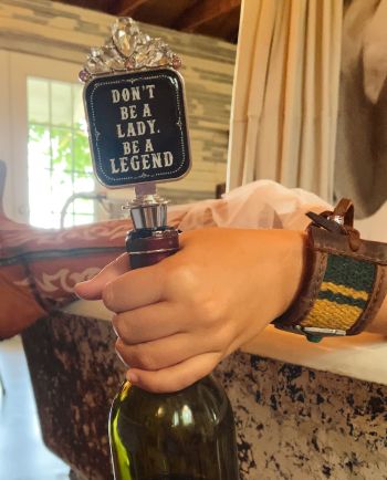 don't be a lady, be a legend jeweled bottle topper/wine stopper