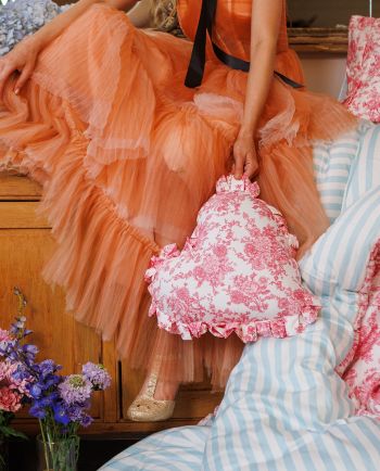 junk gypsy x makers collective heart toile ruffle pillow