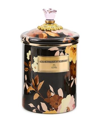 MacKenzie-Childs wild rose brown medium canister