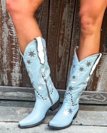 old gringo lucky star boot - blue/grey