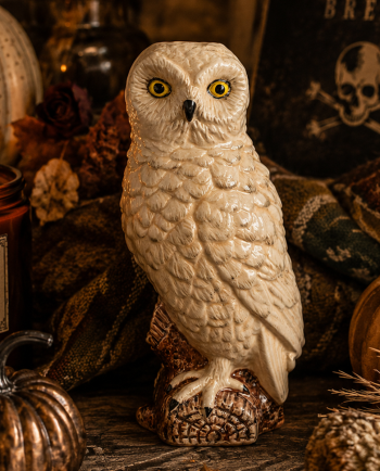 tall off white owl vase