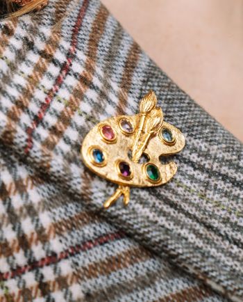 gold paint pallette brooch