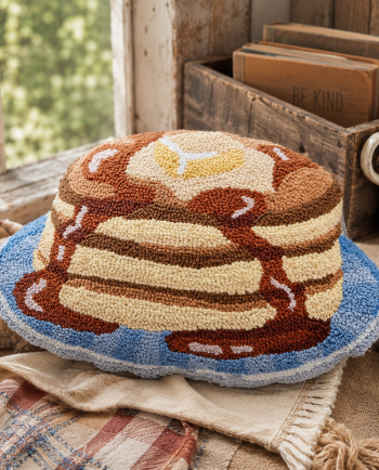 pancakes hooked pillow
