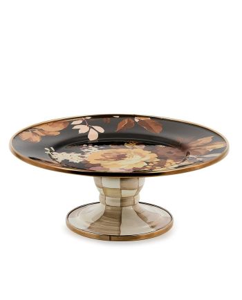 MacKenzie-Childs wild rose brown mini pedestal platter