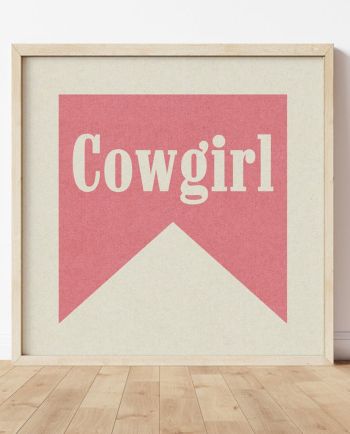 cowgirl pink banner tab art print