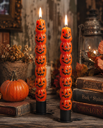 jack-o-lantern led taper set