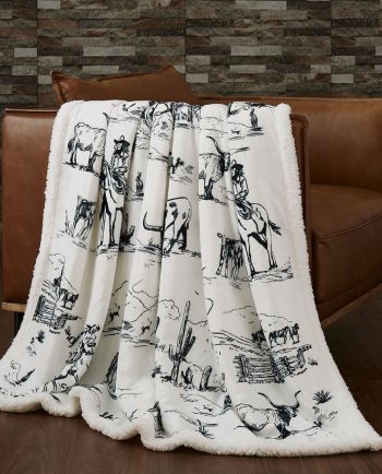ranch life western toile throw