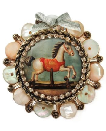 rocking horse button brooch