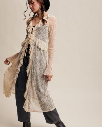 sable sheer lace ruffle duster