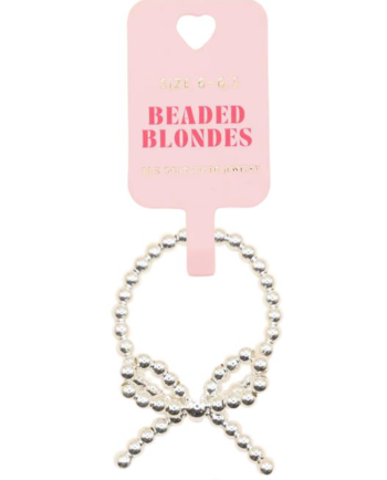 beaded blondes silver bow ring