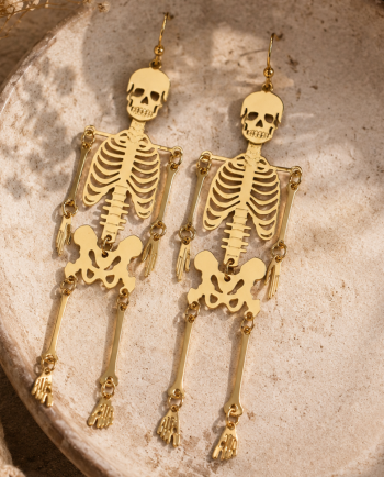 dance macabre gold skeleton earring