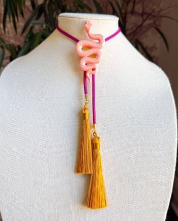 rahya Snake Bolo Sugar Pink with Fuchsia & Golden Yellow