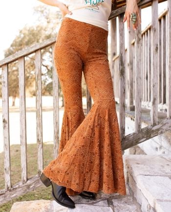 dark tan trumpet bell pants