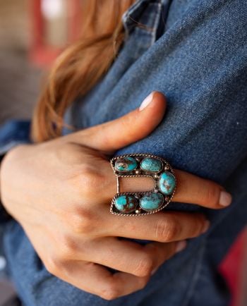 fringe scarves turquoise horseshoe slide/ring