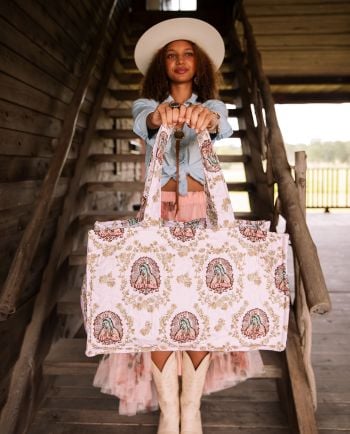lady of guadalupe rose tote bag
