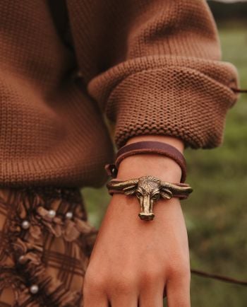 longhorn leather wrap bracelet