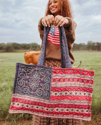 jg boho flag tote bag