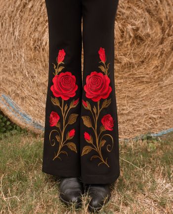 RODEO QUINCY X JUNK GYPSY BOSS BABE BLACK ROSE PANTS