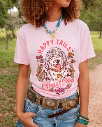 happy tails social club pink unisex tee