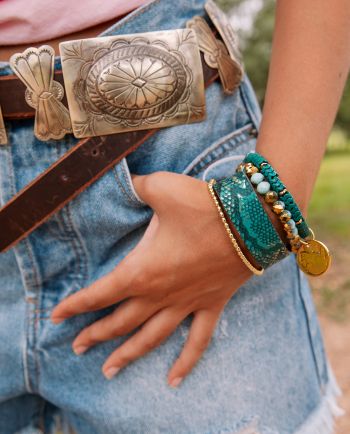 turquoise snake stacker bracelet set