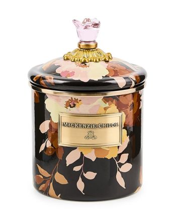 MacKenzie-Childs wild rose brown small canister